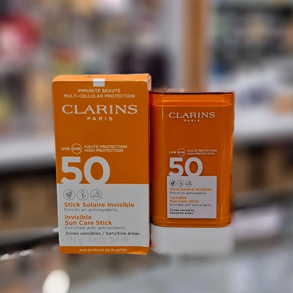 ضد آفتاب استیکی کلارنس ضد حساسیت اصل 17 گرم بی رنگ SPF50 | CLARINS Invisible sun care stick spf50